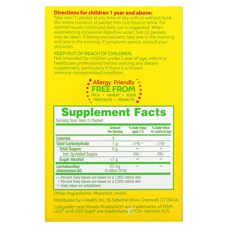 Culturelle, Kids, Purely Probiotics®,  1+ Years, 50 Single Serve Packets, 0.05 oz (1.5 g) Each