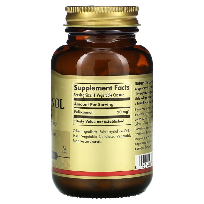 Solgar, Policosanol, 20 mg, 100 Vegetable Capsules