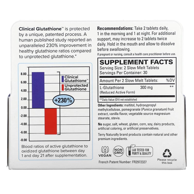 Terry Naturally, Clinical Glutathione, 60 Slow Melt Tablets (150 mg per Tablet)