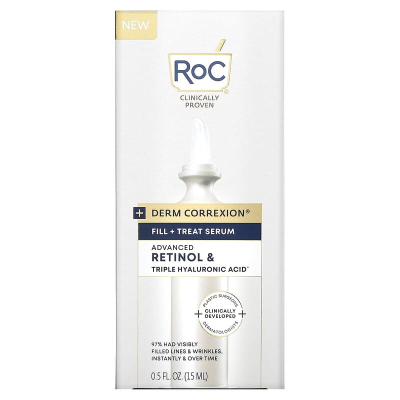 RoC, Derm Correxion®, Fill + Treat Serum, Advanced Retinol &amp; Triple Hyaluronic Acid, 0.5 fl oz (15 ml)