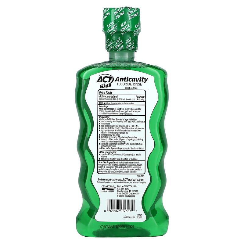 ACT, Kid's, Anticavity Fluoride Rinse, Alcohol Free, Wild Watermelon, 16.9 fl oz (500 ml)