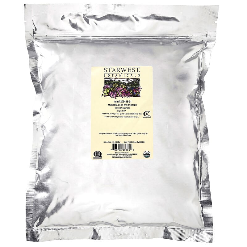 Starwest Botanicals, Organic Moringa Leaf, Cut &amp; Sifted, 1 lb (453.6 g)