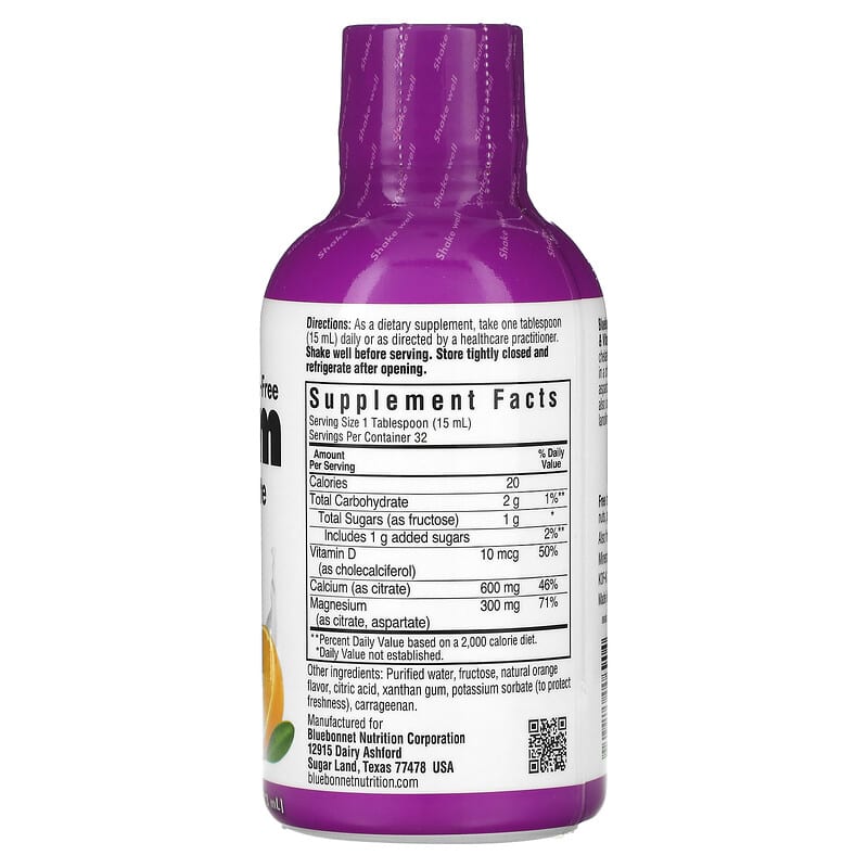 Bluebonnet Nutrition, Liquid Calcium Magnesium Citrate &amp; Vitamin D3, Orange , 16 fl oz (473 ml)