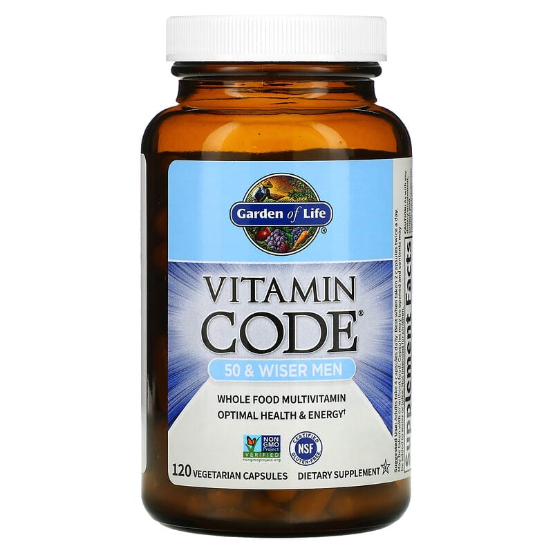 Garden of Life, Vitamin Code®, 50 &amp; Wiser Men, Whole Food Multivitamin, 120 Vegetarian Capsules