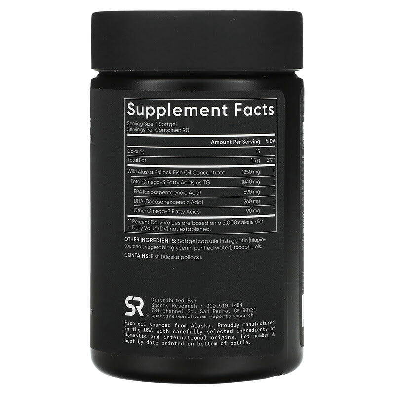Sports Research, Omega-3 Fish Oil, Triple Strength, 90 Softgels