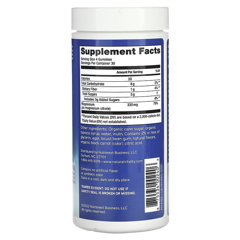 Natural Vitality, CALM Gummies, Magnesium Supplement, Raspberry-Lemon, 120 Gummies (82.5 mg per Gummy)