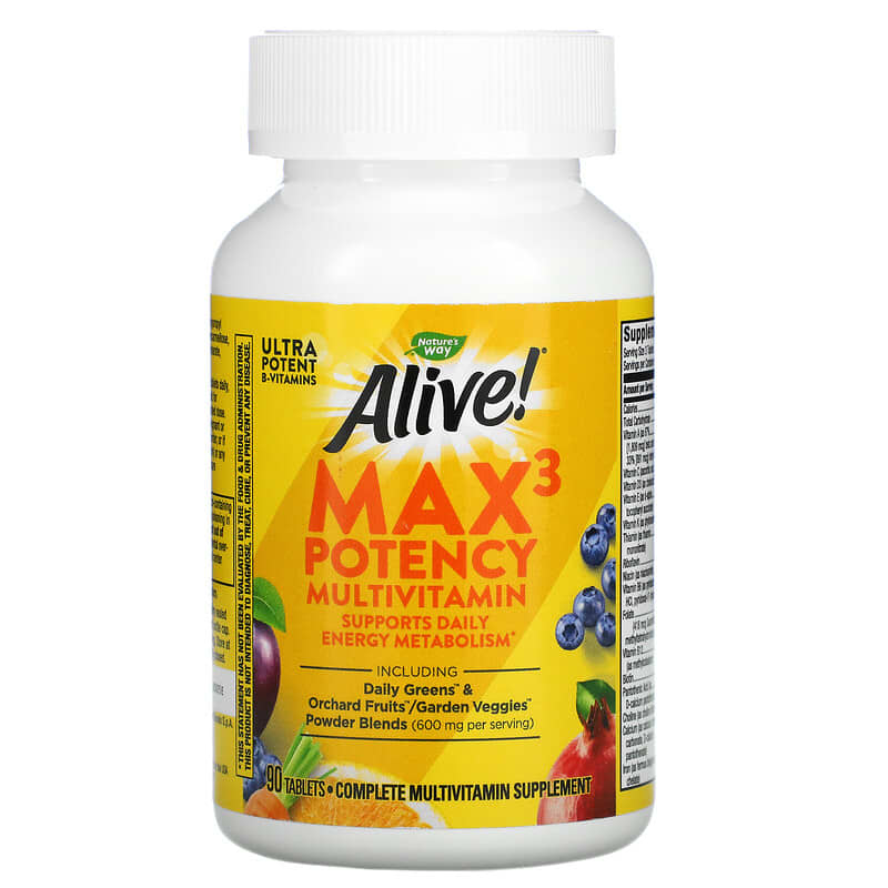 Nature's Way, Alive!® Max3 Potency, Adult Complete Multivitamin, With Iron, 90 Tablets