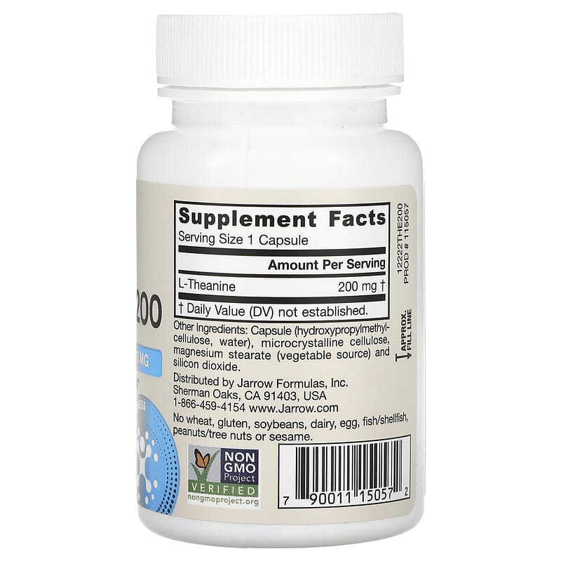 Jarrow Formulas, Theanine 200, 200 mg, 60 Veggie Capsules
