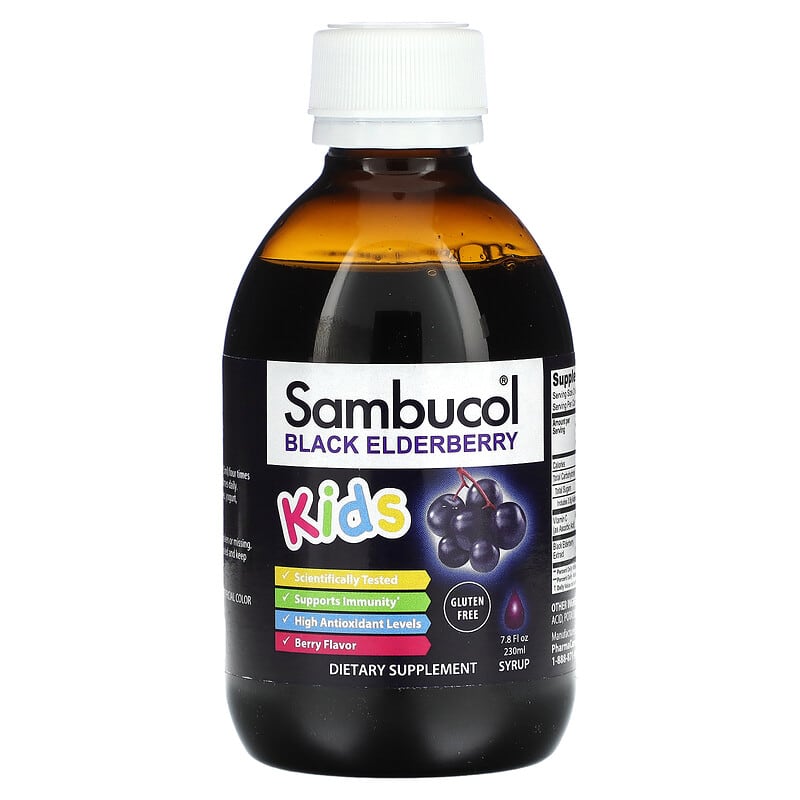 Sambucol, Kids, Black Elderberry, Advanced Immune Syrup, Ages 2+, 8,360 mg, 7.8 fl oz (230 ml)