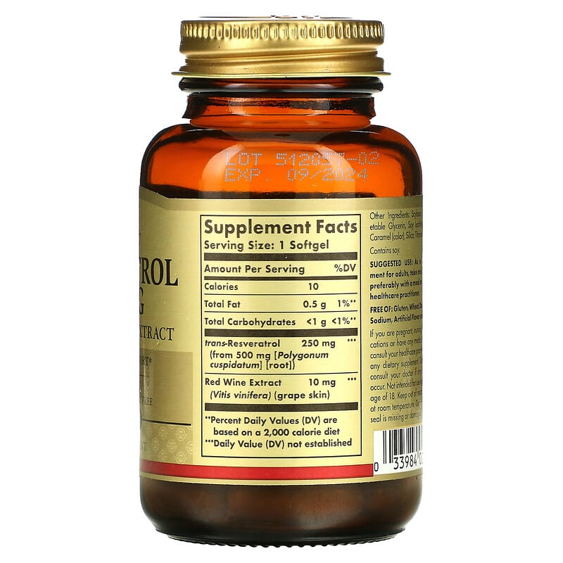 Solgar, Resveratrol With Red Wine Extract, 30 Softgels