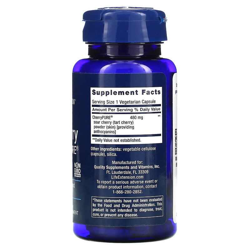 Life Extension, Tart Cherry with CherryPURE, 60 Vegetarian Capsules (480 mg per Capsule)