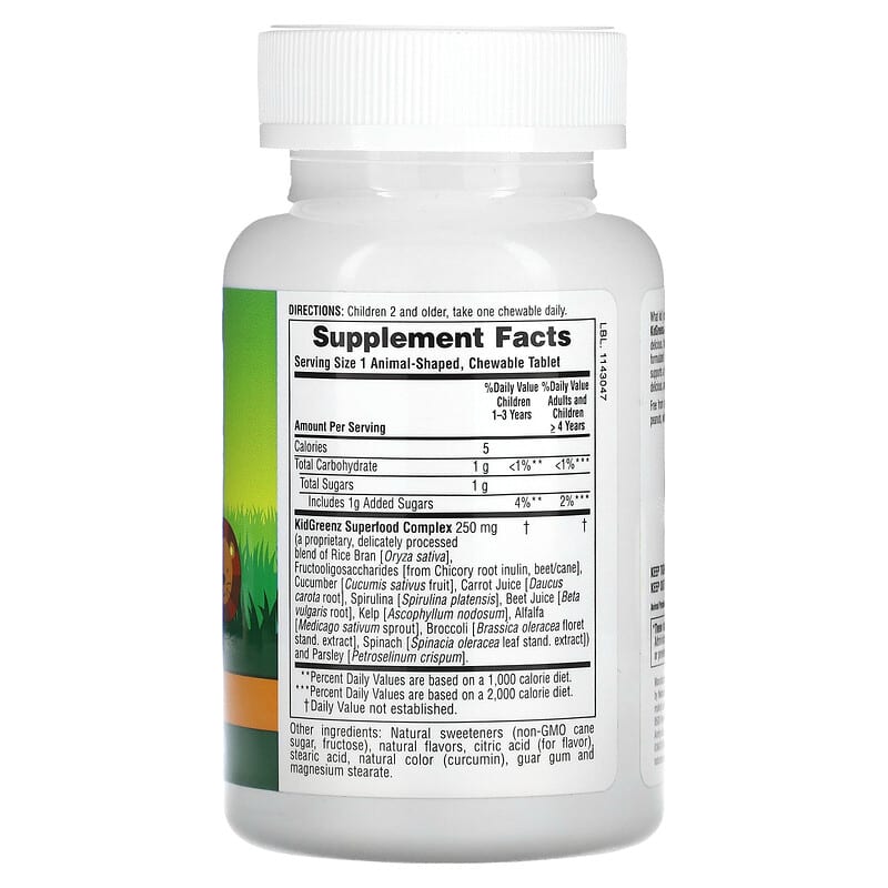NaturesPlus, Animal Parade®, Kid Greenz®, Children's Chewable Green Food Dietary Supplement, Tropical Fruit, 90 Animal-Shaped Tablets