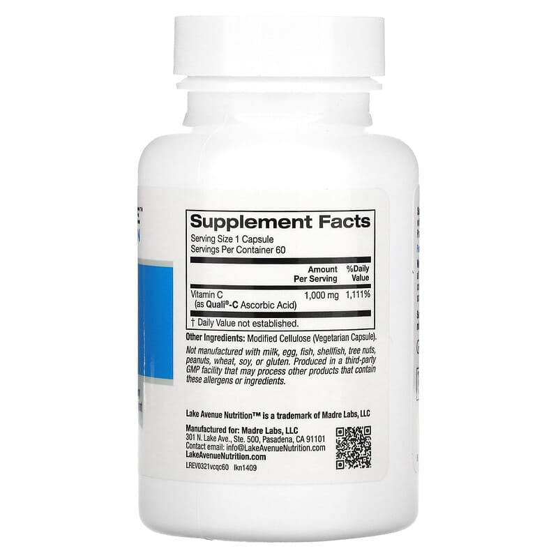 California Gold Nutrition, Vitamin C, Quali®-C, 1,000 mg, 60 Veggie Capsules