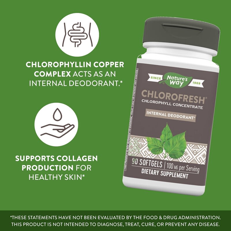 Nature's Way, Chlorofresh, Chlorophyll Concentrate, 90 Softgels (50 mg per Softgel)
