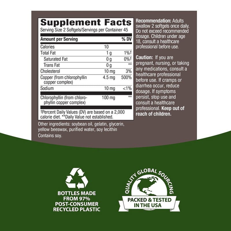 Nature's Way, Chlorofresh, Chlorophyll Concentrate, 90 Softgels (50 mg per Softgel)