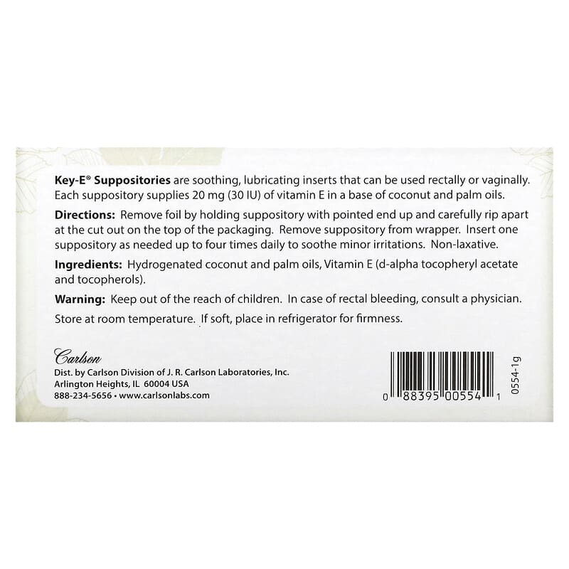 Carlson, Key-E® Suppositories, 24 Inserts