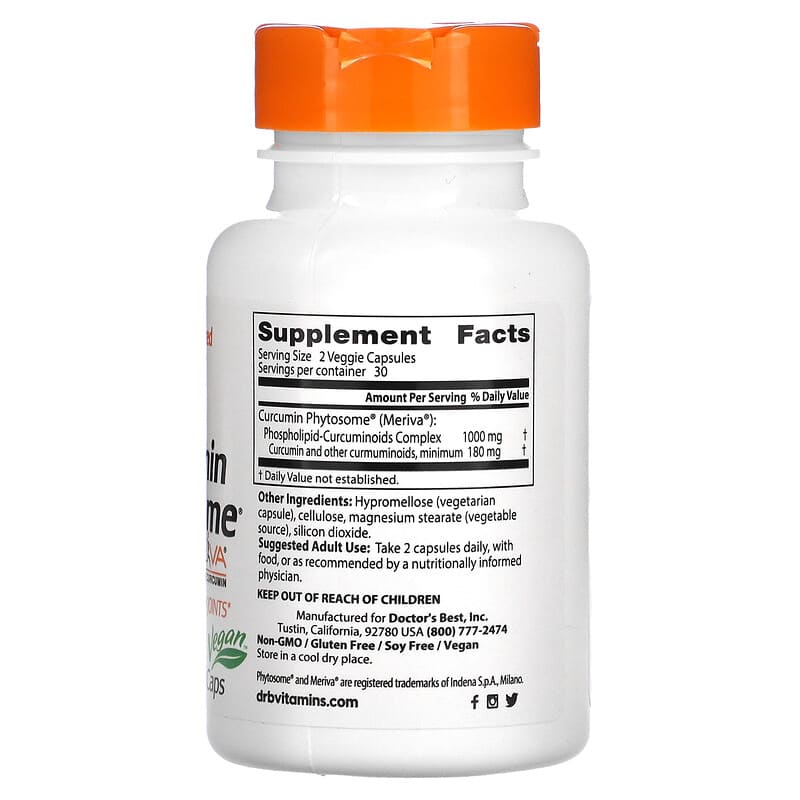 Doctor's Best, Curcumin Phytosome, 60 Veggie Caps (500 mg per Capsule)