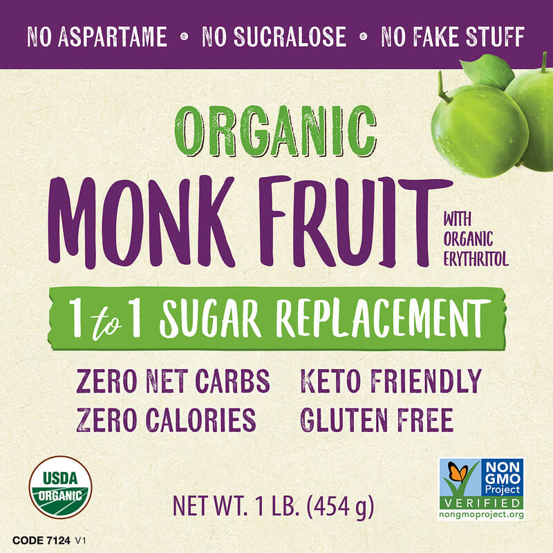 NOW Foods, Organic Monk Fruit With Organic Erythritol , 1 lb (454 g)