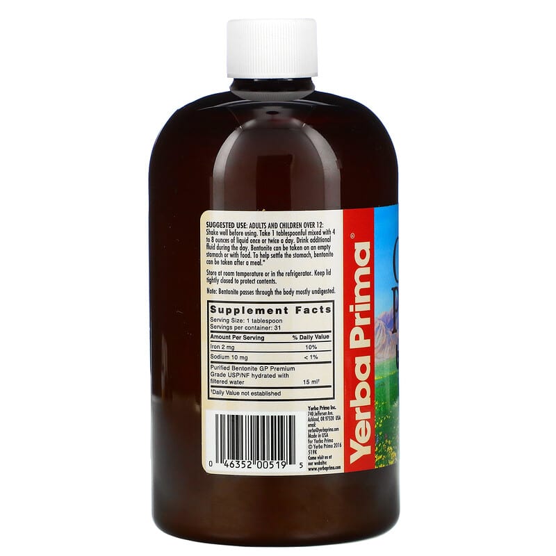Yerba Prima, Great Plains®, Bentonite, Detox, 16 fl oz (473 ml)