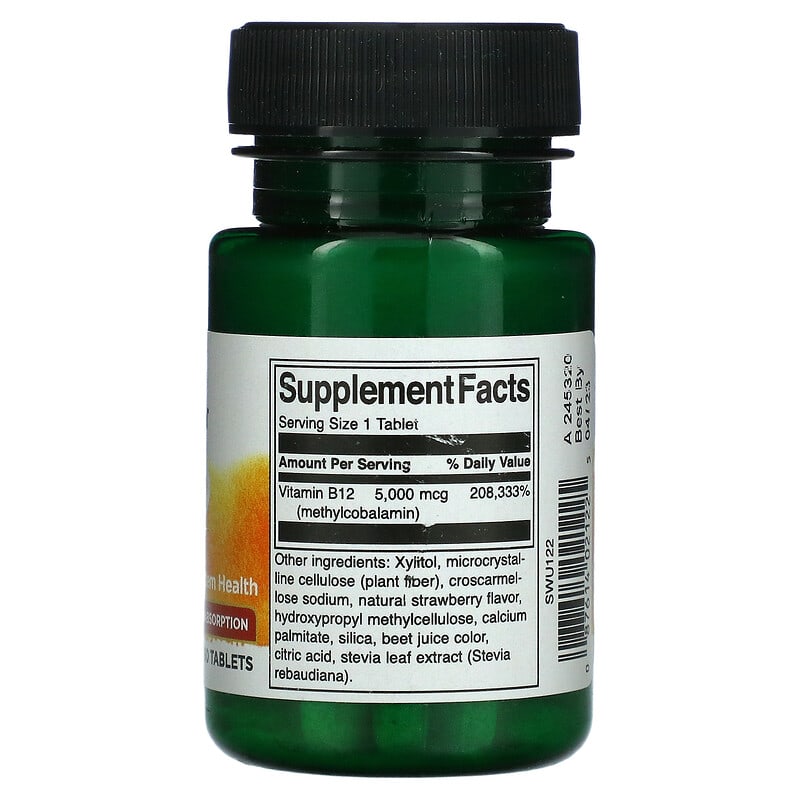Swanson, Vitamin B12 Methylcobalamin, 5,000 mcg, 60 Tablets