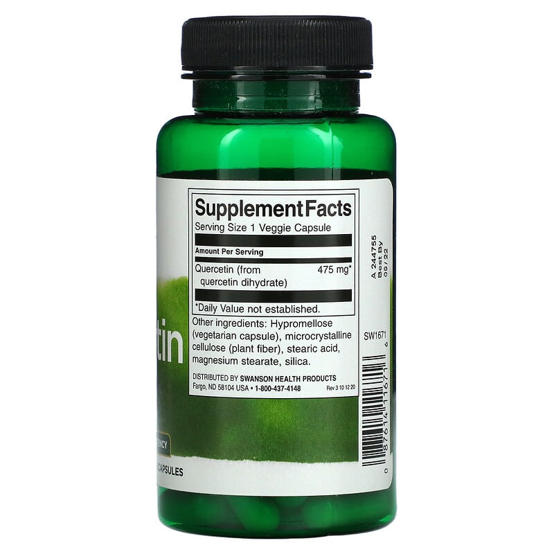 Swanson, Quercetin, High Potency, 475 mg, 60 Vegan Capsules