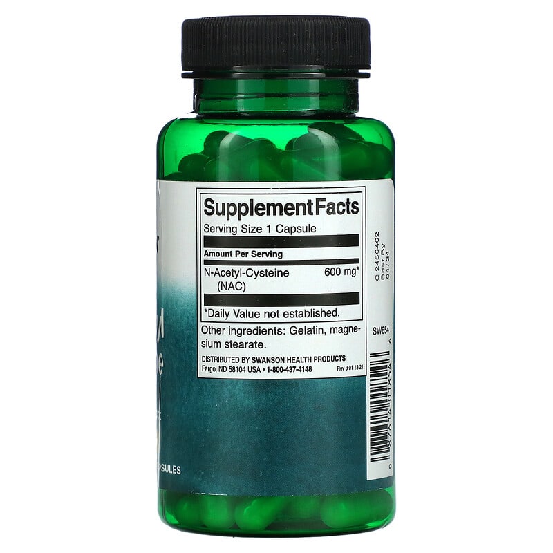 Swanson, NAC, 600 mg, 100 Vegan Capsules