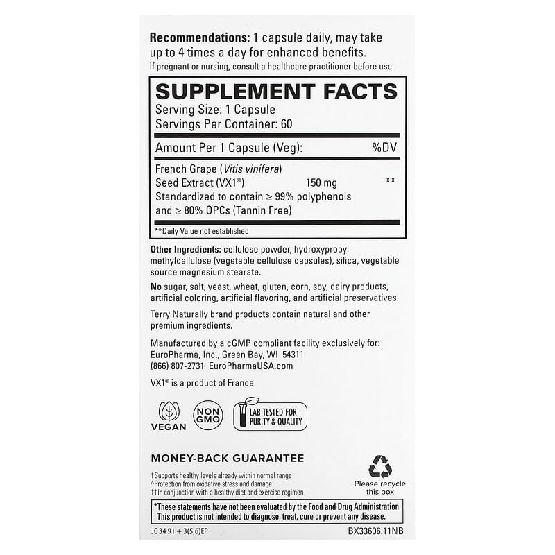 Terry Naturally, Clinical OPC®, 150 mg, 60 Capsules