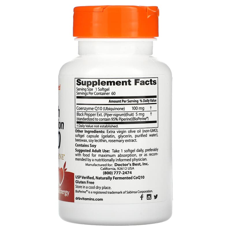 Doctor's Best, High Absorption CoQ10, 60 Softgels