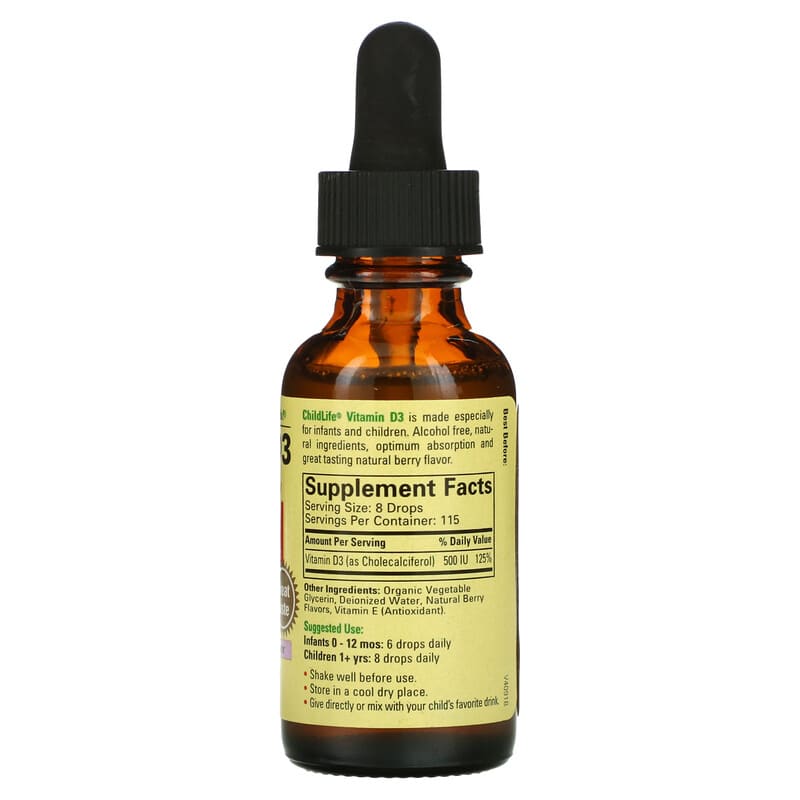 ChildLife Essentials, Vitamin D3, Natural Berry, 12.5 mcg (500 IU), 1 fl oz (30 ml)