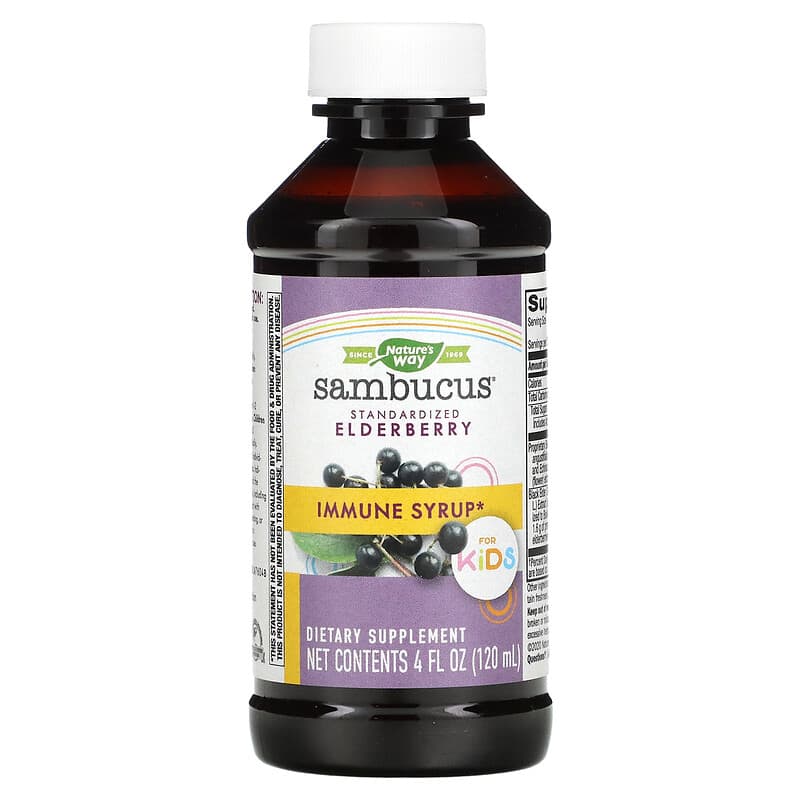 Nature's Way, Sambucus® Kids, Immune Syrup Elderberry with Propolis &amp; Echinacea, Ages 2+, 4 fl oz (120 ml)