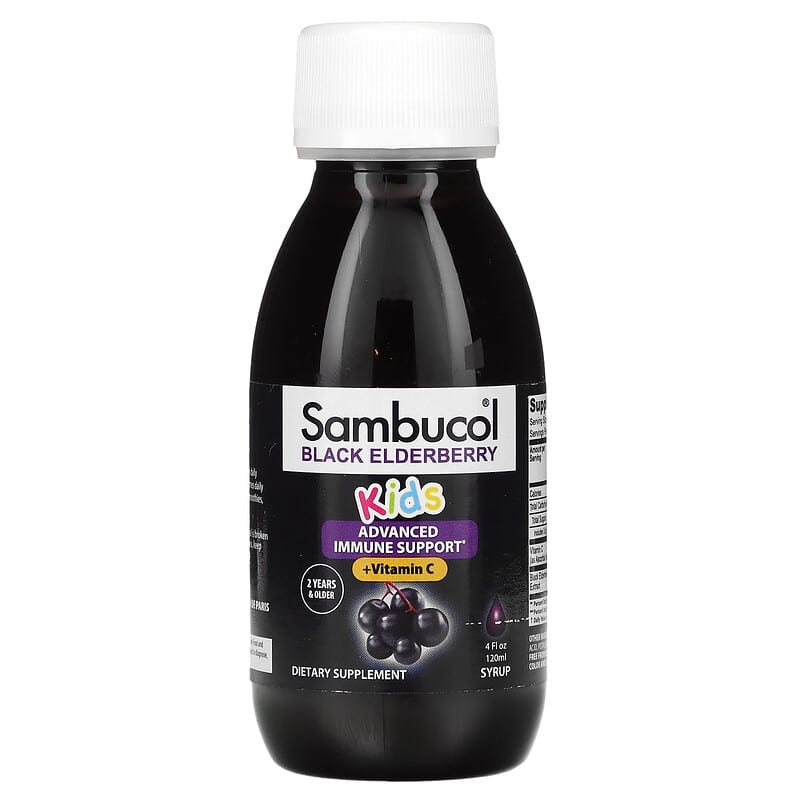 Sambucol, Kids, Black Elderberry, Advanced Immune Syrup, 2 Years &amp; Older, Berry, 4 fl oz (120 ml)