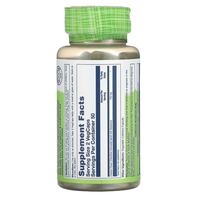 Solaray, True Herbs, Passion Flower, 100 VegCaps (350 mg per Capsule)
