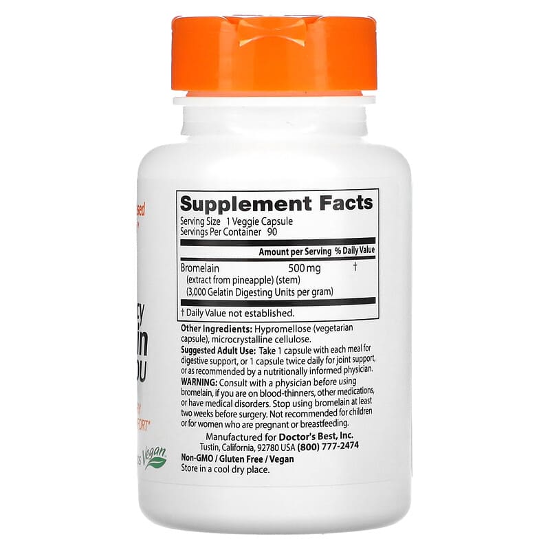 Doctor's Best, High Potency Bromelain, 500 mg, 90 Veggie Caps
