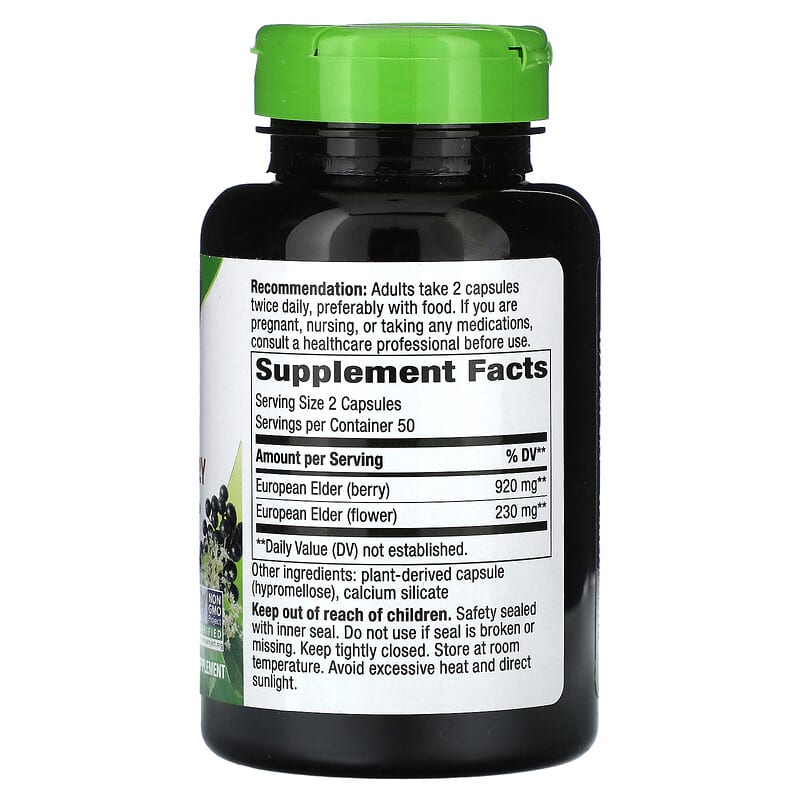 Nature's Way, Black Elderberry, 100 Vegan Capsules (575 mg per Capsule)