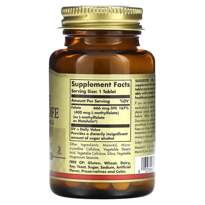 Solgar, Folate, 666 mcg DFE, 100 Tablets