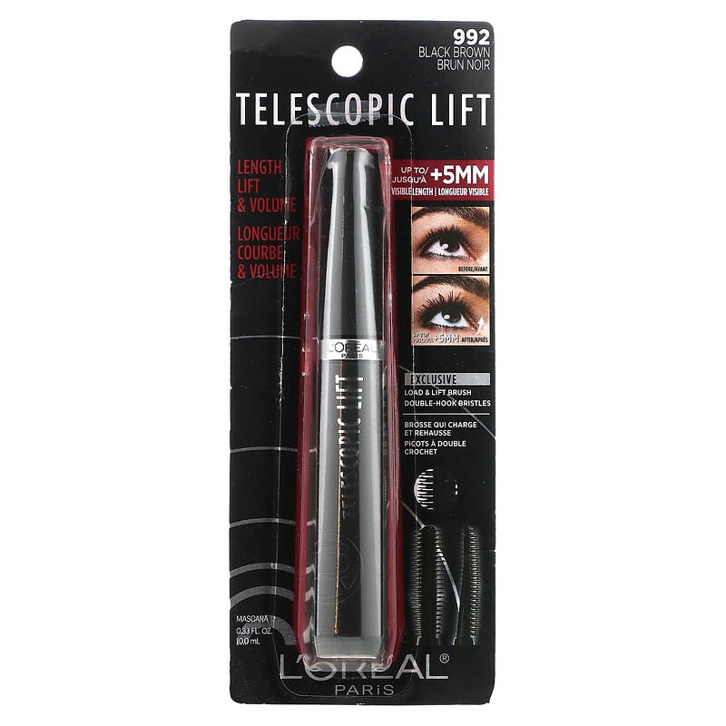 L'Or?al, Telescopic Lift Mascara, 992 Black Brown, 0.33 fl oz (10 ml)