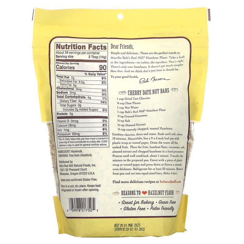 Bob's Red Mill, Finely Ground Hazelnut Flour, 14 oz (396 g)