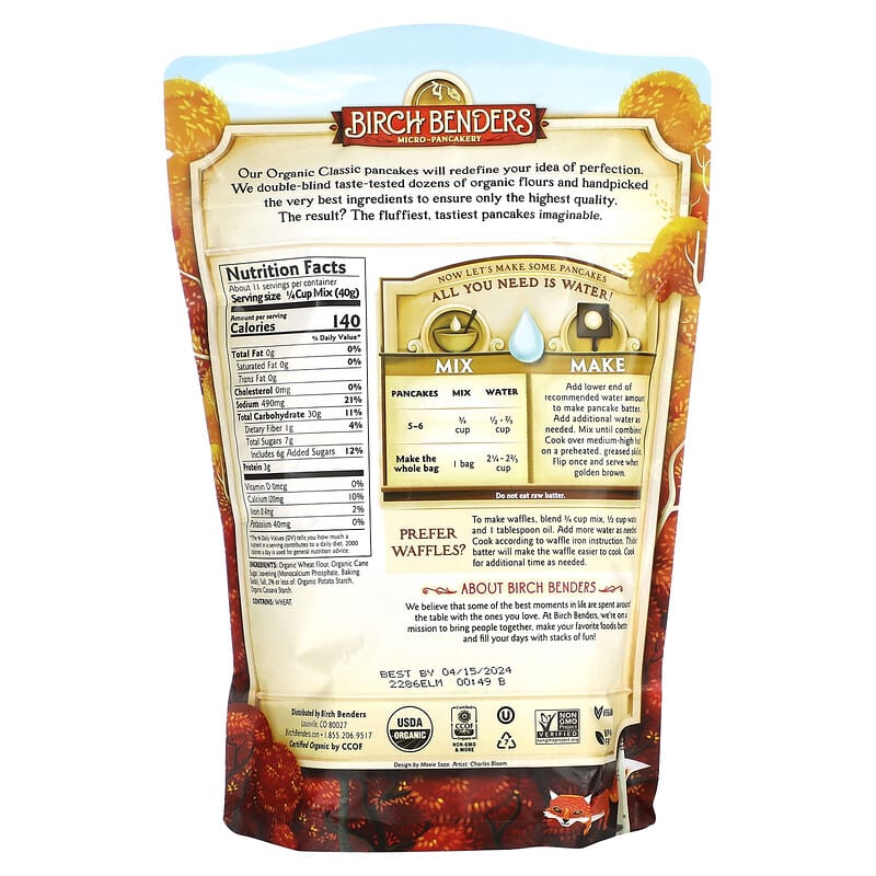 Birch Benders, Complete Pancake &amp; Waffle Mix, Organic Classic, 16 oz (454 g)