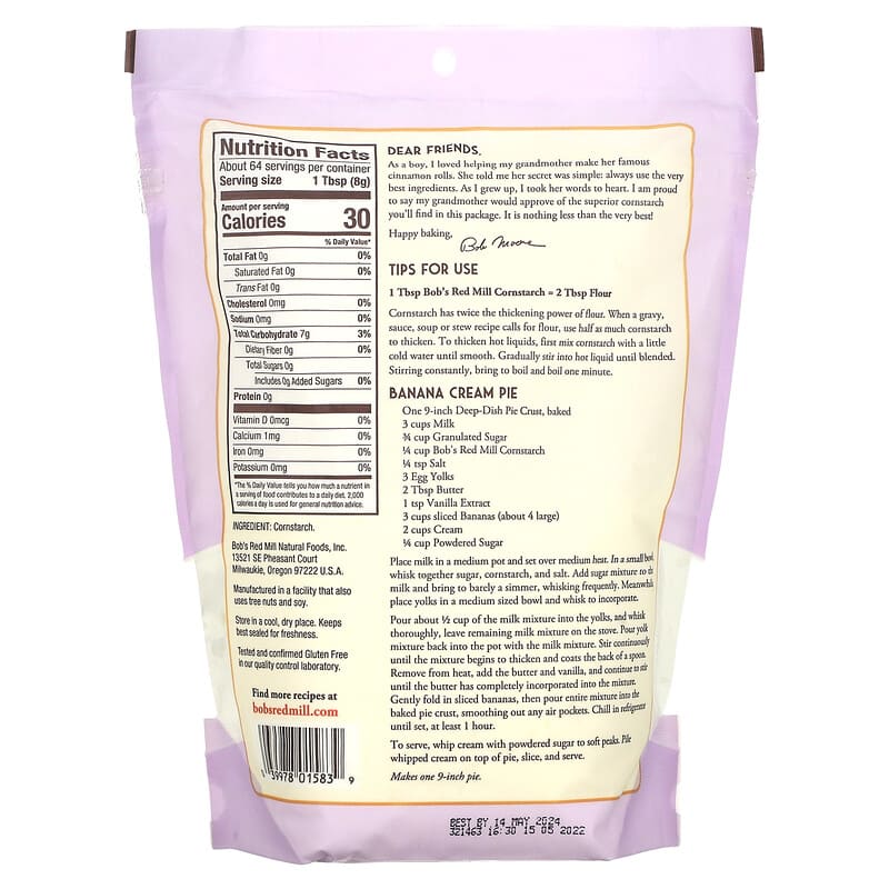 Bob's Red Mill, Cornstarch, 18 oz (510 g)