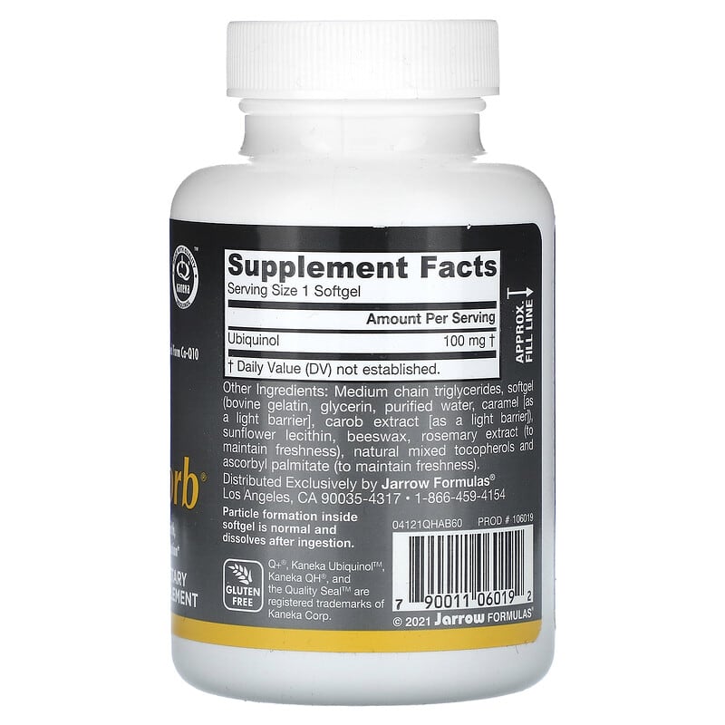 Jarrow Formulas, Ubiquinol QH-Absorb, Max Absorption, 100 mg, 60 Softgels