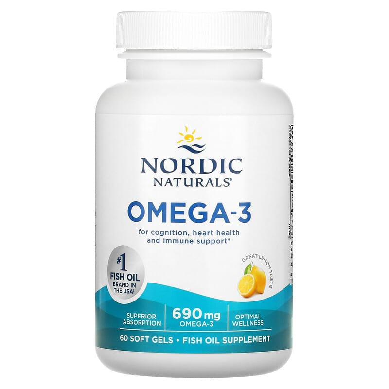 Nordic Naturals, Omega-3, Lemon, 60 Soft Gels (345 mg per Soft Gel)