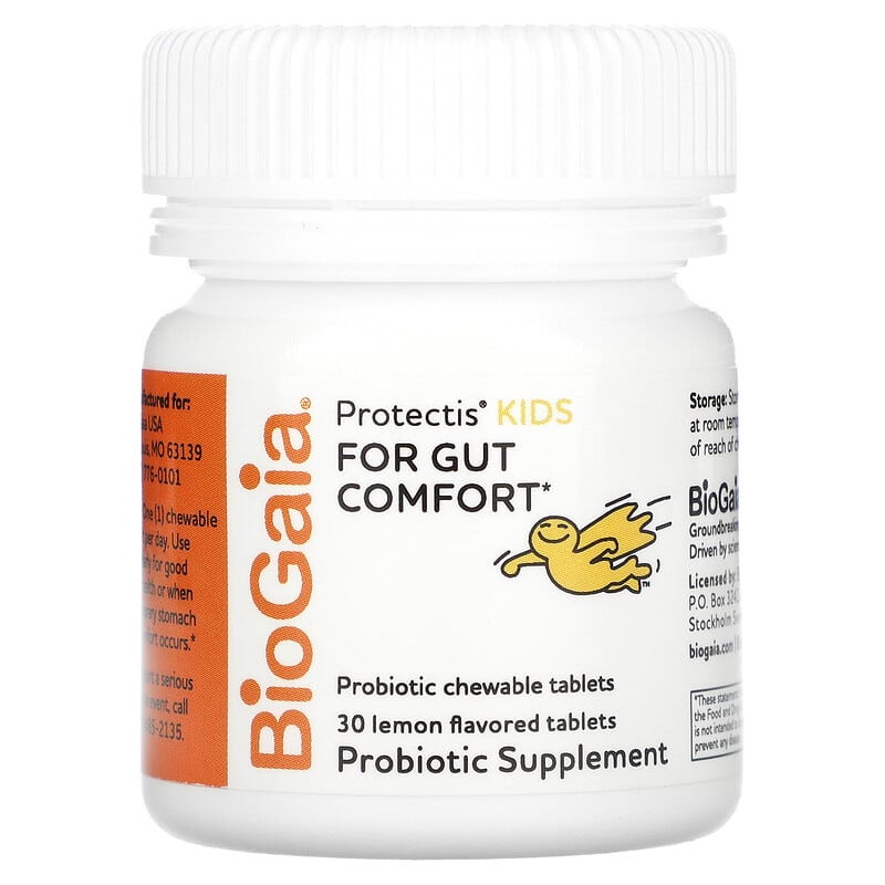 BioGaia, Protectis Kids, For Gut Comfort, Lemon, 100 Million CFU , 30 Probiotic Chewable Tablets