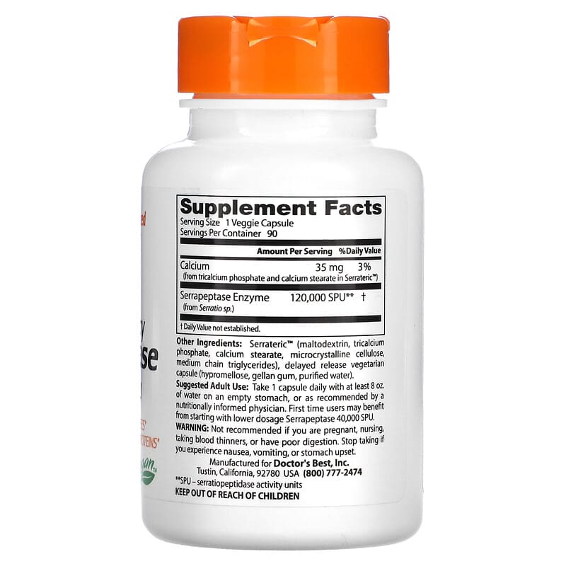 Doctor's Best, High Potency Serrapeptase, 90 Veggie Caps