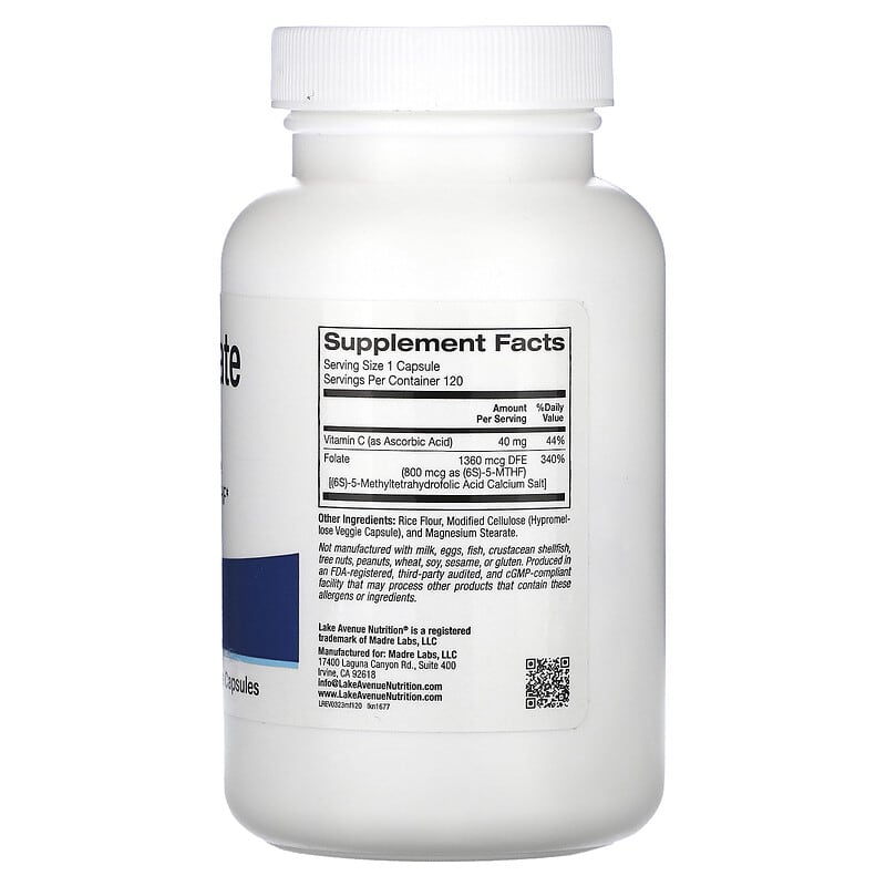 California Gold Nutrition, Methyl Folate and Vitamin C, 120 Veggie Capsules