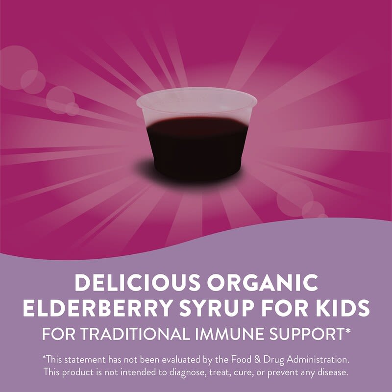 Nature's Way, Kids Sambucus®, Organic Traditional Immune Syrup, Ages 1+, 25 mg, 4 fl oz (120 ml)