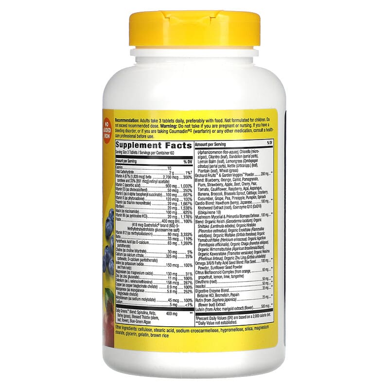Nature's Way, Alive! Max3 Potency, Adult Complete Multivitamin, No Added Iron, 180 Tablets