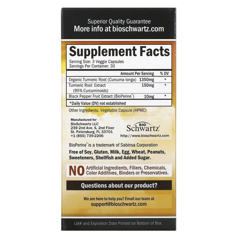 BioSchwartz, Ultra Premium Turmeric Curcumin With Bioperine®, 90 Veggie Caps