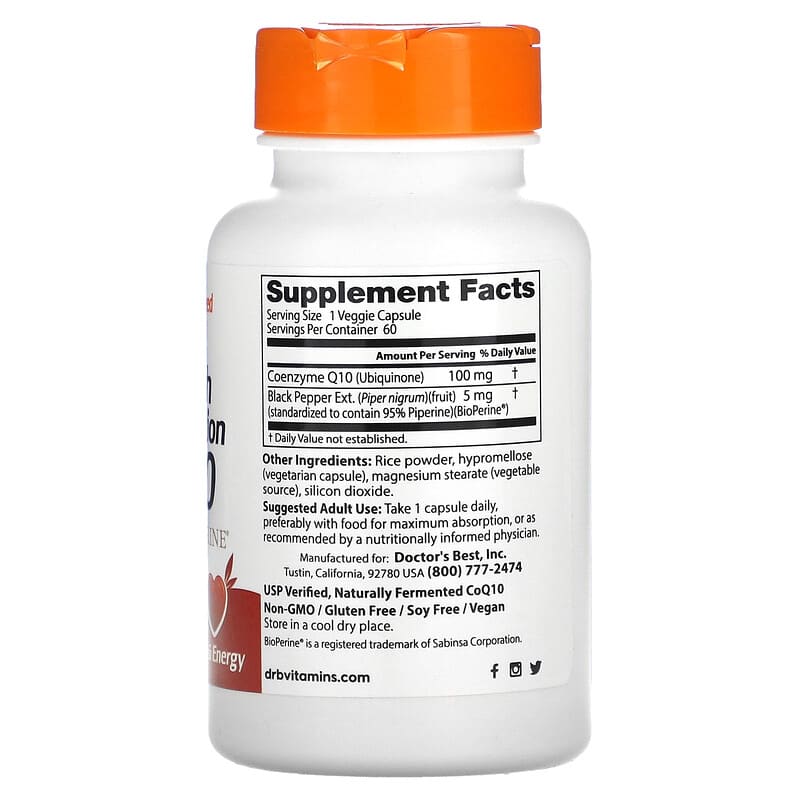 Doctor's Best, High Absorption CoQ10 , 100 mg, 60 Veggie Caps