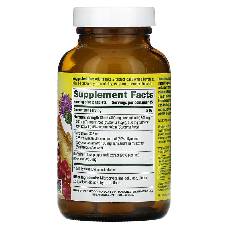MegaFood, Turmeric Curcumin, Liver, 90 Tablets