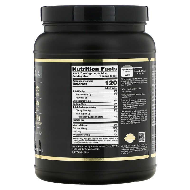 California Gold Nutrition, Sport, Whey Protein Isolate, Unflavored, 1 lb (454 g)